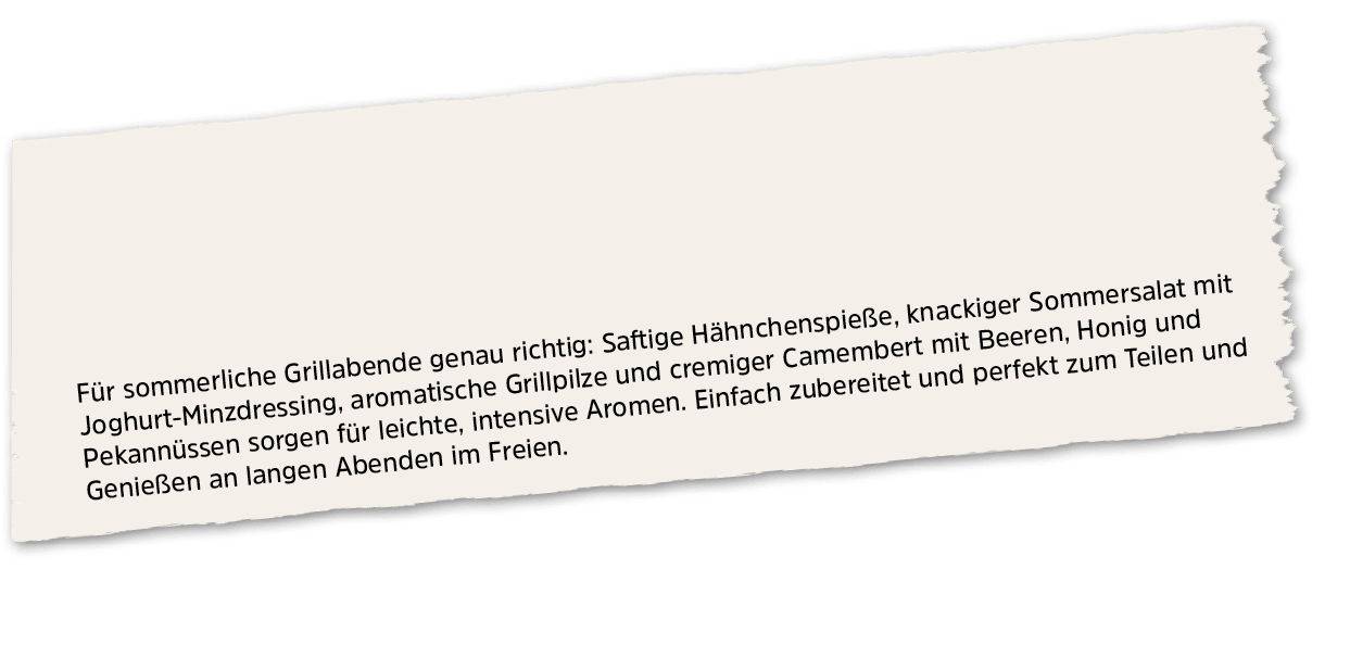 F r sommerliche Grillabende genau richtig: Saftige H hnchenspie e, knackiger Sommersalat mit Joghurt Minzdressing, ar...